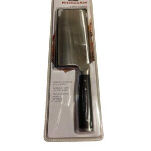Kitchenaid Meat Cleaver Black W/Blade Cover 6" Forged Japanese steel blade New!